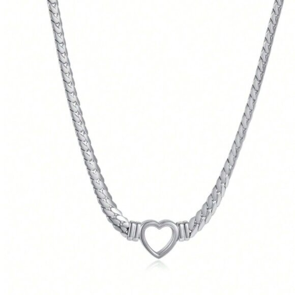 Heart Link Necklace & Bracelet Set | Sterling Silver 925 - Picture 3 of 7